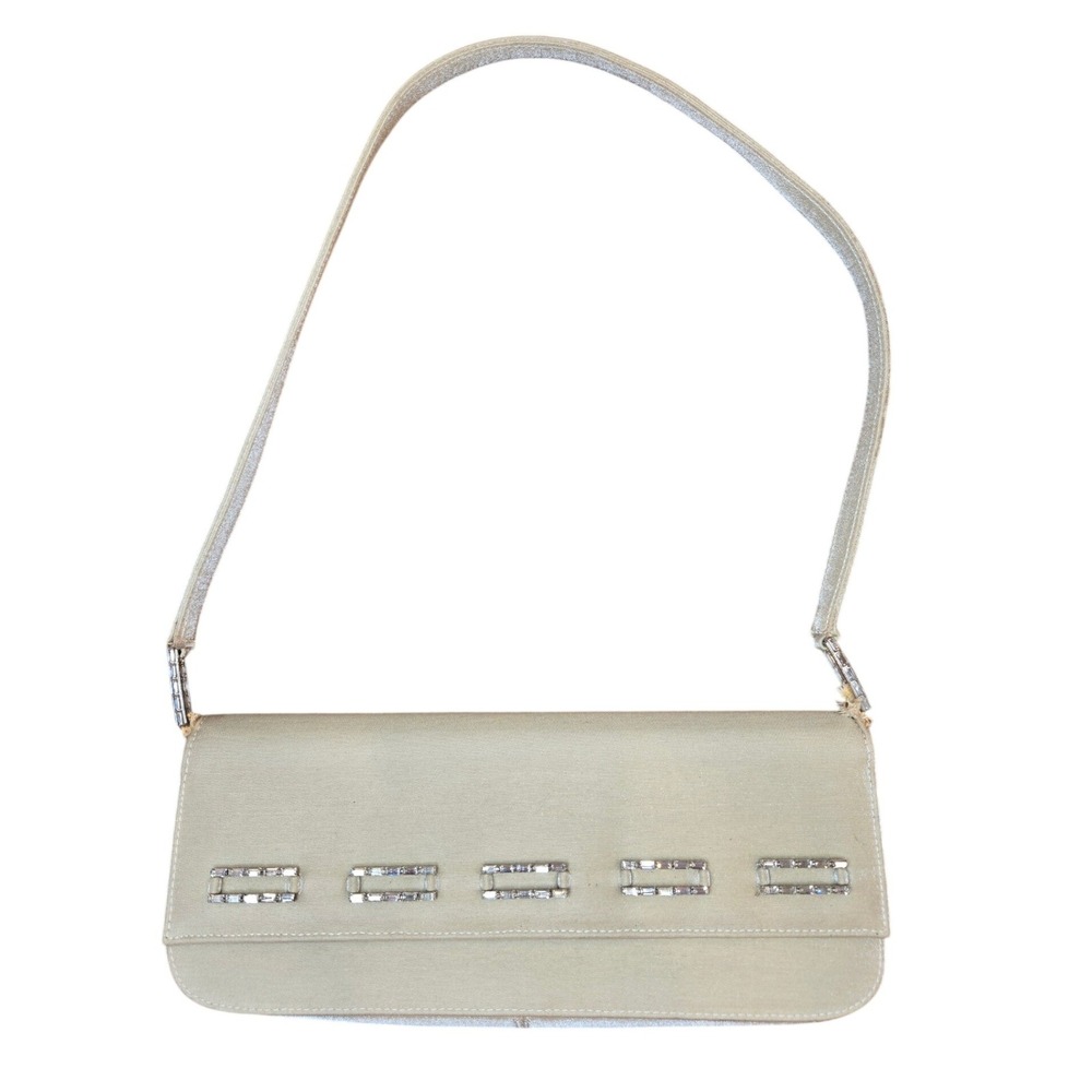 Vintage Y2K Stuart Weitzman Evening Mini Bag Clutch Bride Rhinestone Formal FLAW